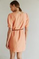 sukienka kolor brzoskwiniowy, bawełna, mini, z paskiem