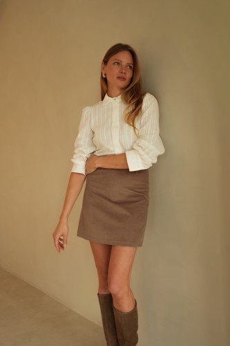 spódnica, velvet, aksamit, beżowa, mini, bawełna