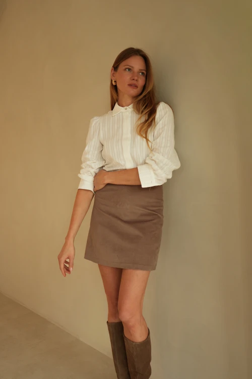 spódnica, velvet, aksamit, beżowa, mini, bawełna
