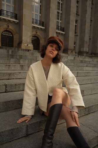 Kurtka Yasmin jacquard cream