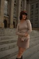 longsleeve beżowy, długi rękaw, dekolt w łódkę, bawełna, taupe, modal, bawełna