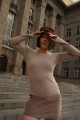 longsleeve beżowy, długi rękaw, dekolt w łódkę, bawełna, taupe, modal, bawełna