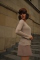 longsleeve beżowy, długi rękaw, dekolt w łódkę, bawełna, taupe, modal, bawełna
