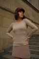 longsleeve beżowy, długi rękaw, dekolt w łódkę, bawełna, taupe, modal, bawełna
