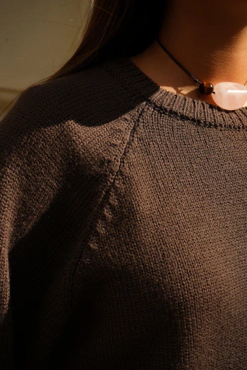 sweter, brązowy, merino, oversize