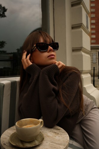 sweter, brązowy, merino, oversize