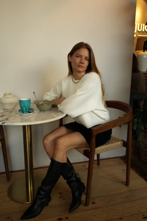 sweter ecru, merino, oversize