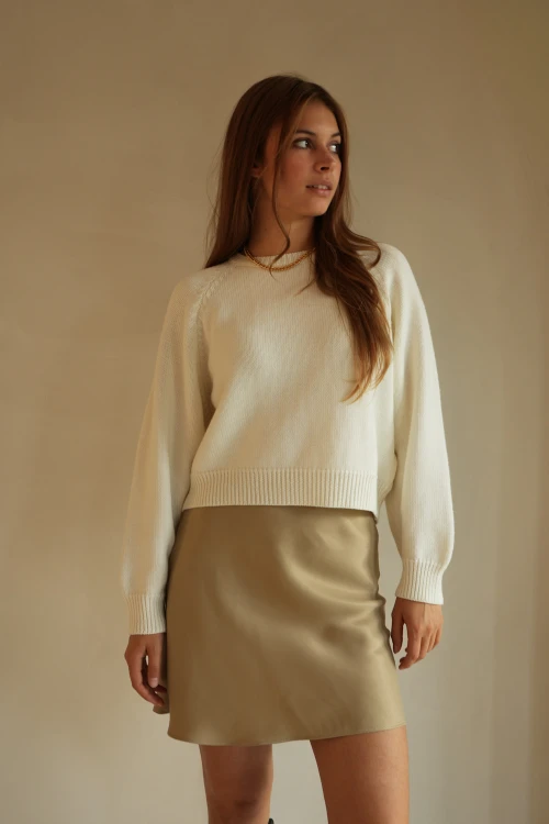 sweter ecru, merino, oversize