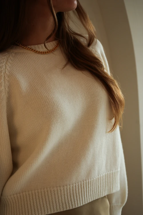 sweter ecru, merino, oversize